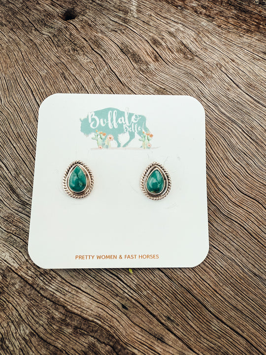 Buffalo Belle - Lone Pine Genuine Turquoise Studs