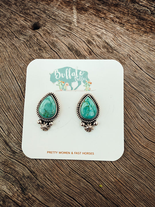 Buffalo Belle - Amarillo Genuine Turquoise Studs