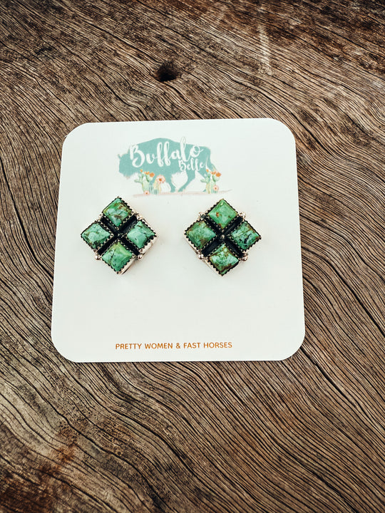 Buffalo Belle - Lubbock Genuine Turquoise Studs