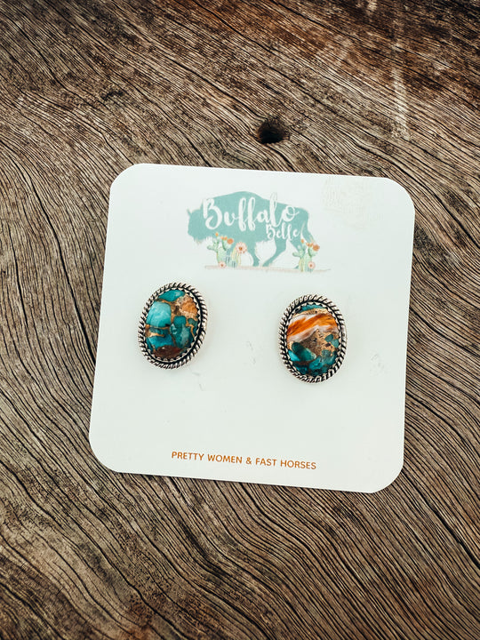 Buffalo Belle - Shasta Genuine Spiny Oyster Turquoise Studs