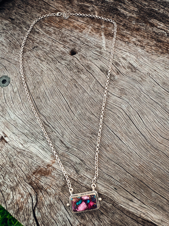Buffalo Belle - Monsoon Pink Dahlia Bar Necklace