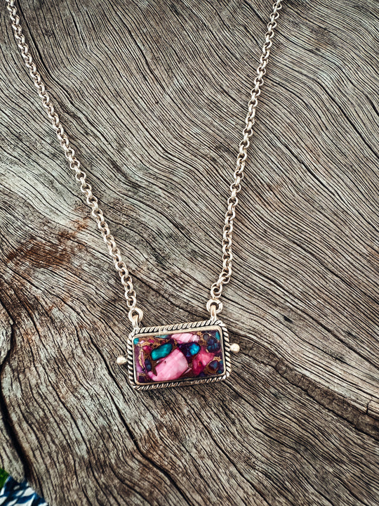 Buffalo Belle - Monsoon Pink Dahlia Bar Necklace