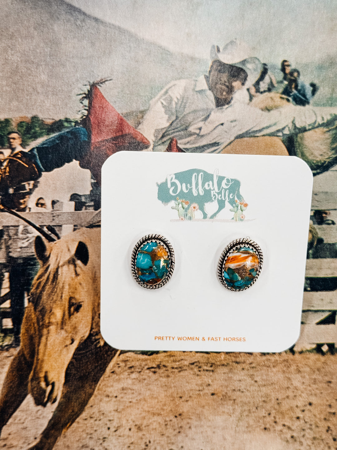 Buffalo Belle - Shasta Genuine Spiny Oyster Turquoise Studs