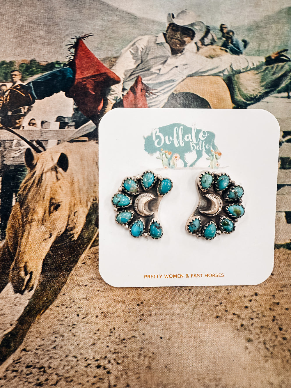 Buffalo Belle - Marfa Moon Genuine Turquoise Studs