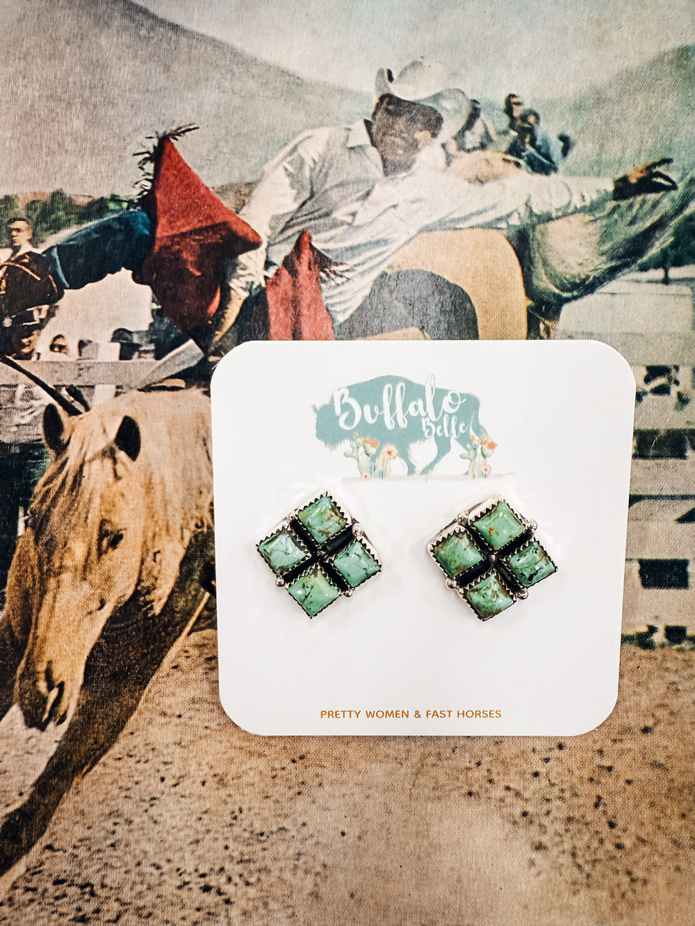 Buffalo Belle - Lubbock Genuine Turquoise Studs
