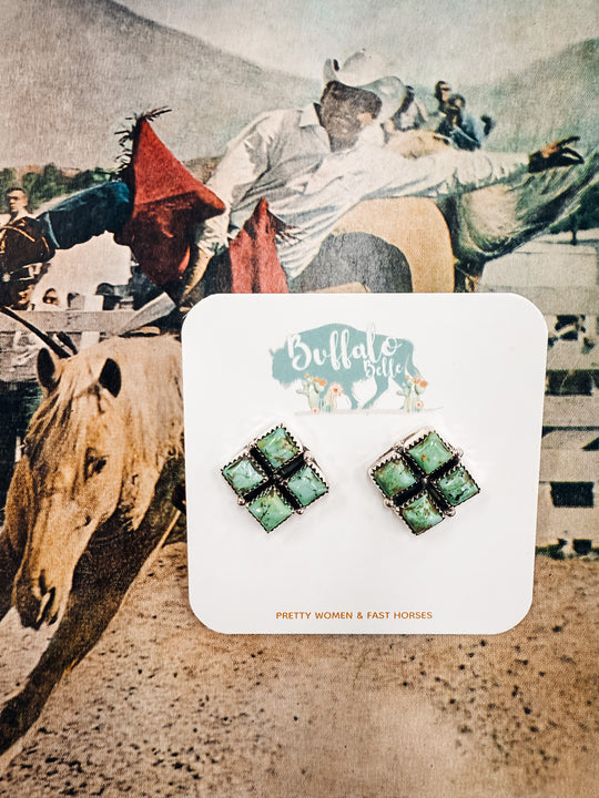 Buffalo Belle - Lubbock Genuine Turquoise Studs
