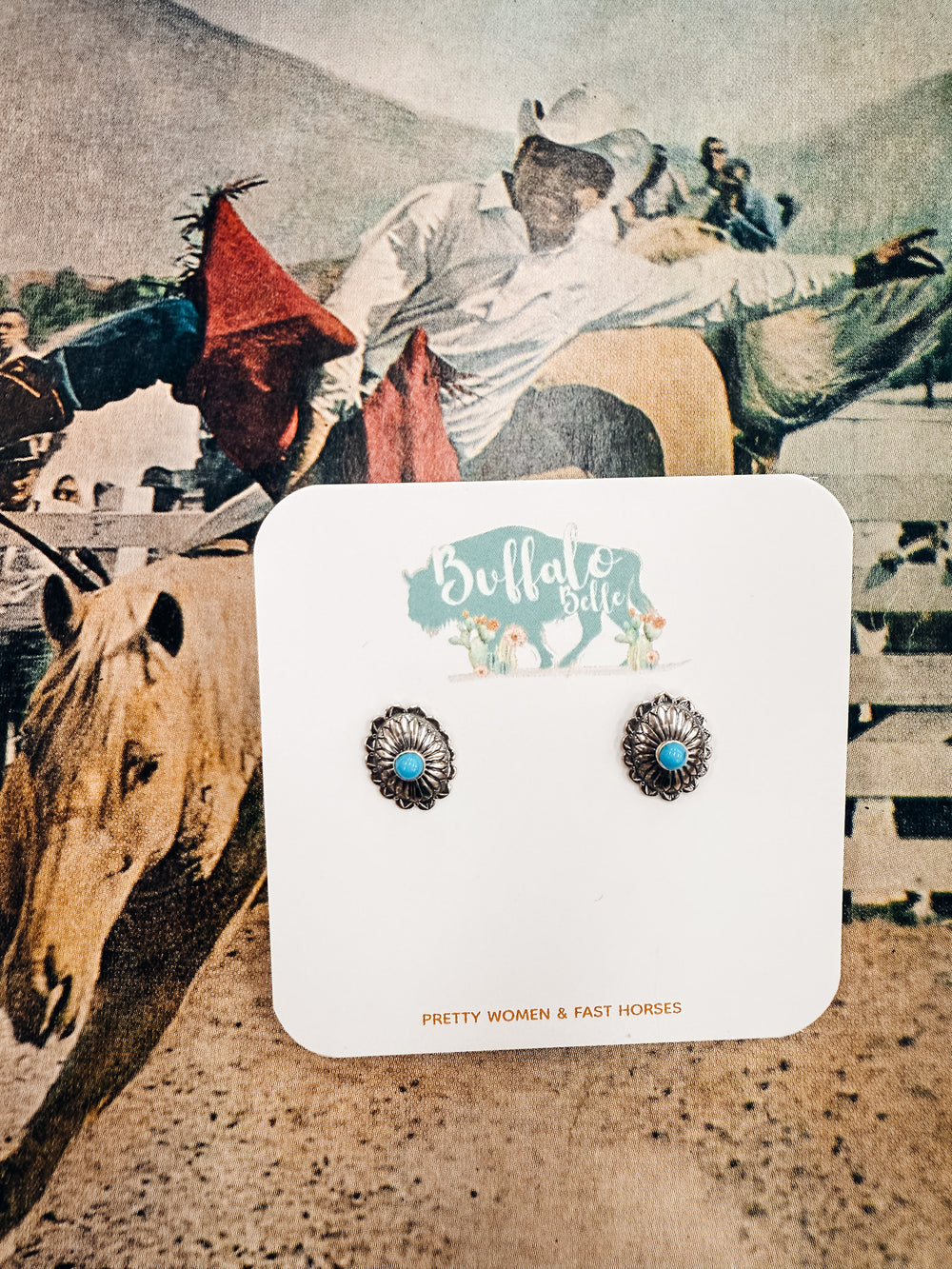 Buffalo Belle - Beaver Genuine Turquoise Concho Studs
