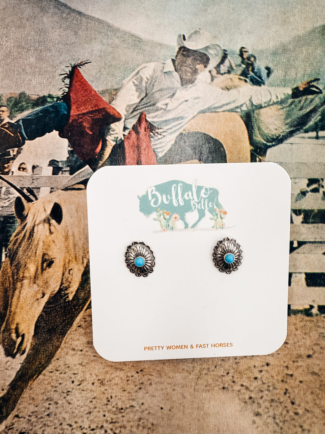 Buffalo Belle - Beaver Genuine Turquoise Concho Studs