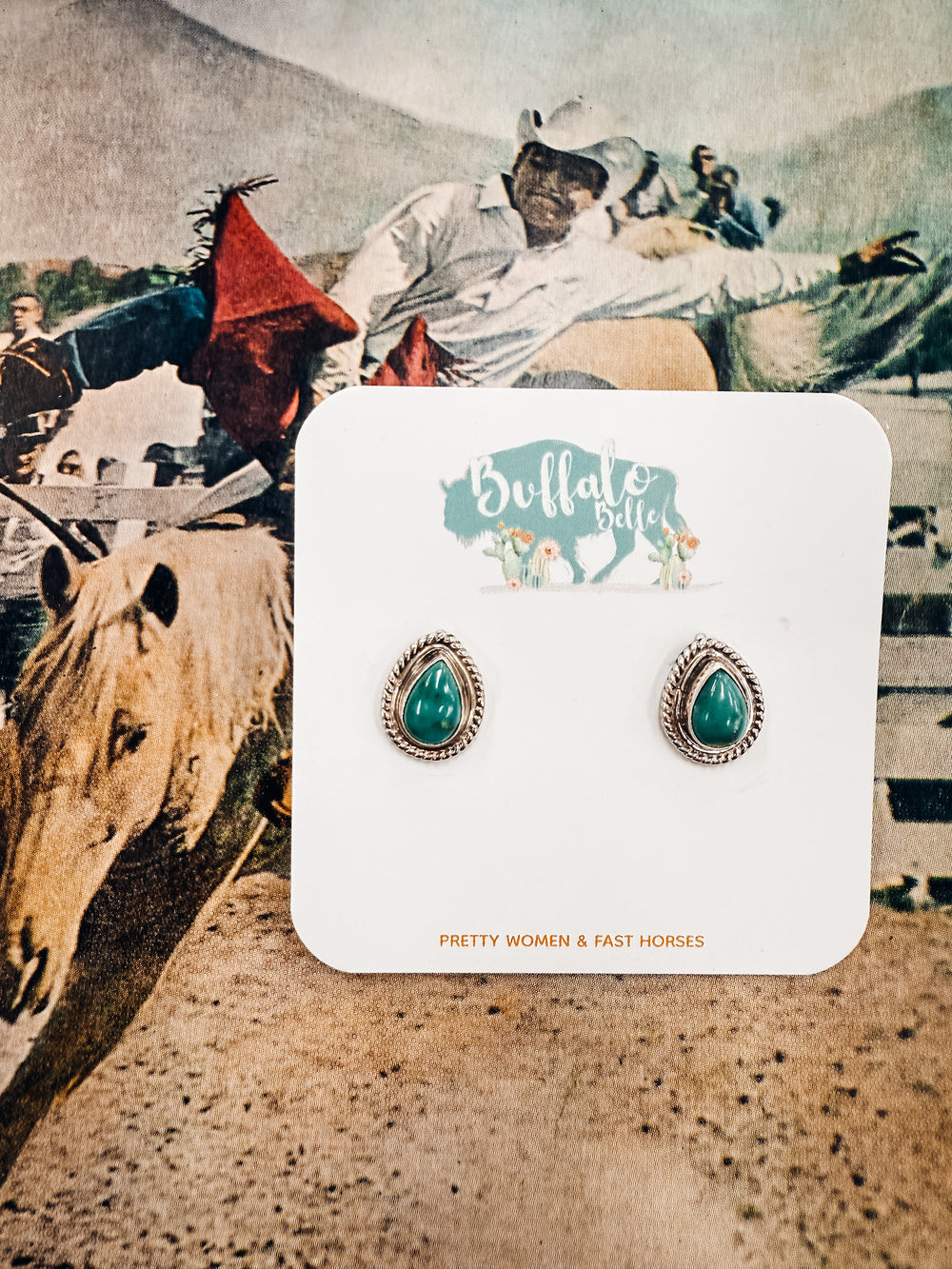 Buffalo Belle - Lone Pine Genuine Turquoise Studs