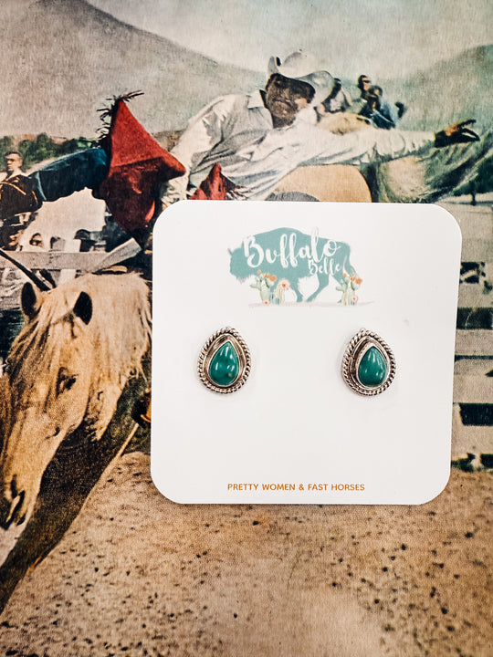 Buffalo Belle - Lone Pine Genuine Turquoise Studs