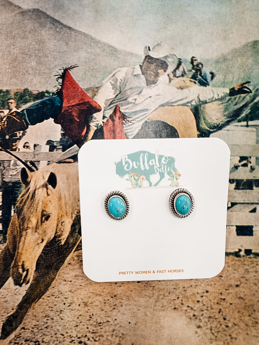Buffalo Belle - Pioche Genuine Turquoise Studs