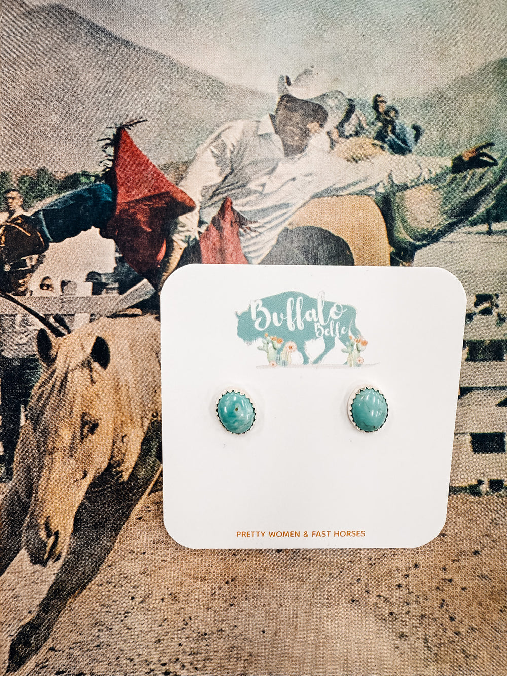 Buffalo Belle - Borrego Genuine Turquoise Studs
