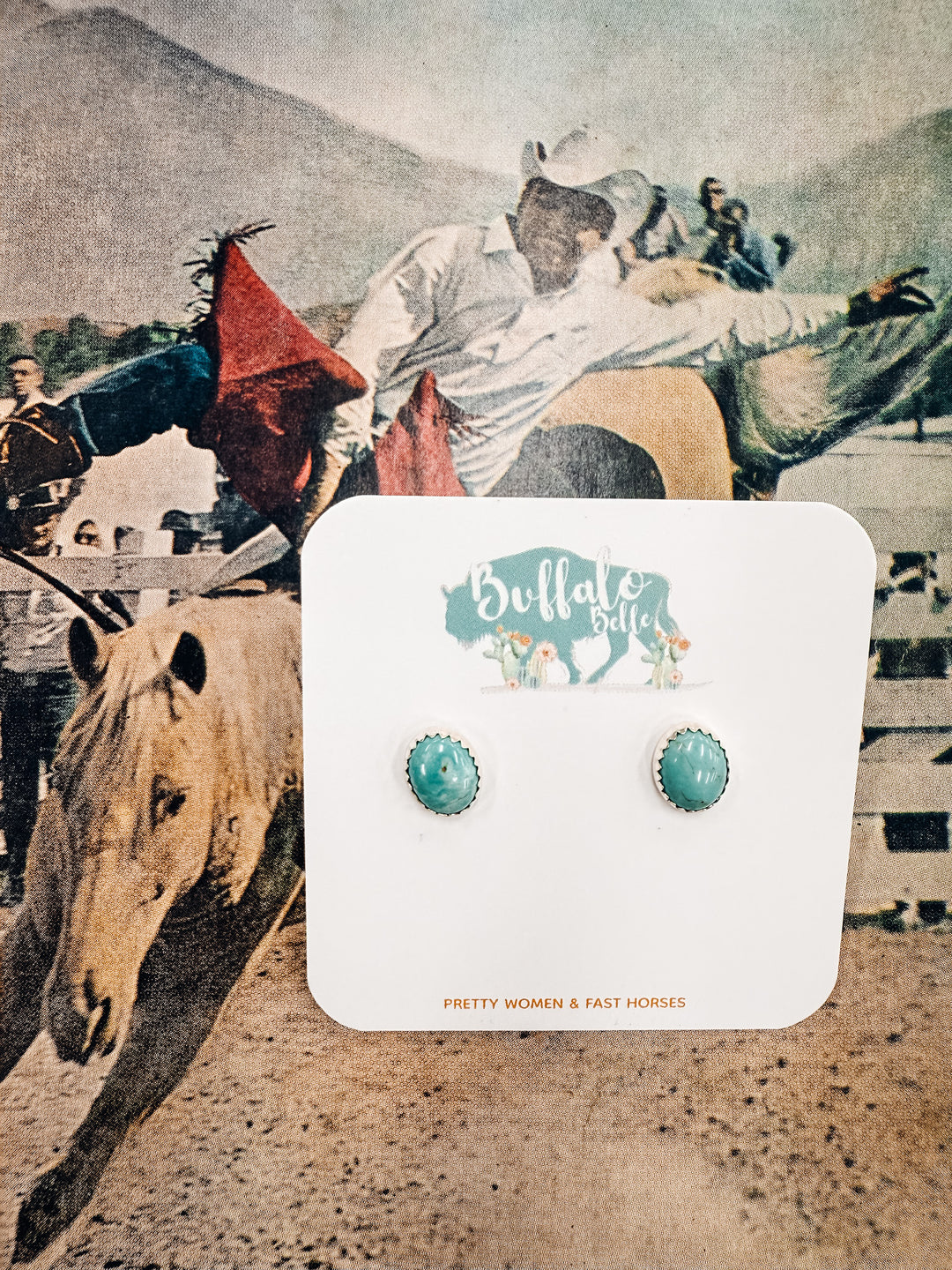 Buffalo Belle - Borrego Genuine Turquoise Studs