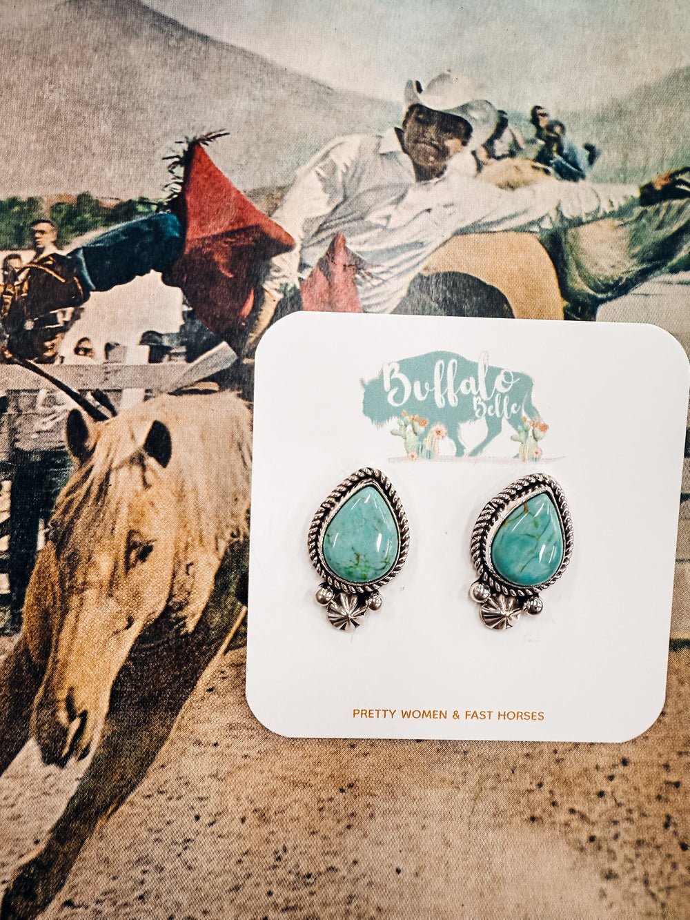 Buffalo Belle - Amarillo Genuine Turquoise Studs
