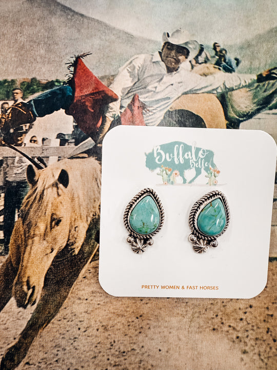 Buffalo Belle - Amarillo Genuine Turquoise Studs