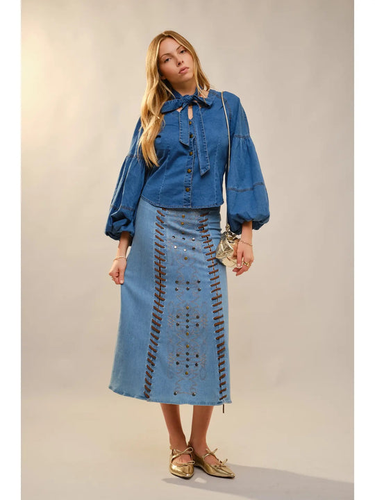 Buffalo Belle - Denim Puff Sleeve Blouse