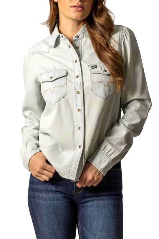 Kimes Ranch - Women's Jane Denim Snap Shirt Light Blue