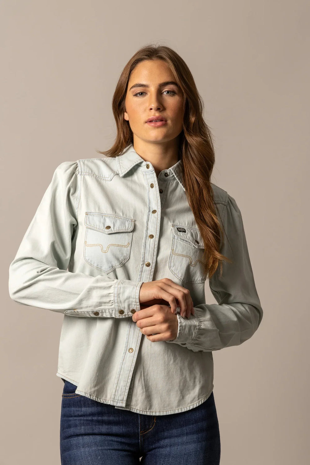 Kimes Ranch - Women's Jane Denim Snap Shirt Light Blue