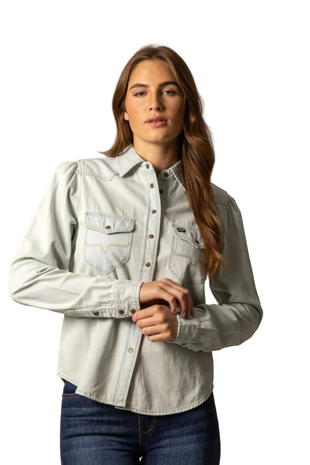 Kimes Ranch - Women's Jane Denim Snap Shirt Light Blue