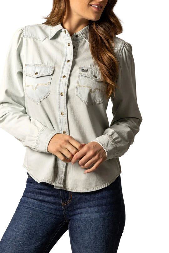 Kimes Ranch - Women's Jane Denim Snap Shirt Light Blue