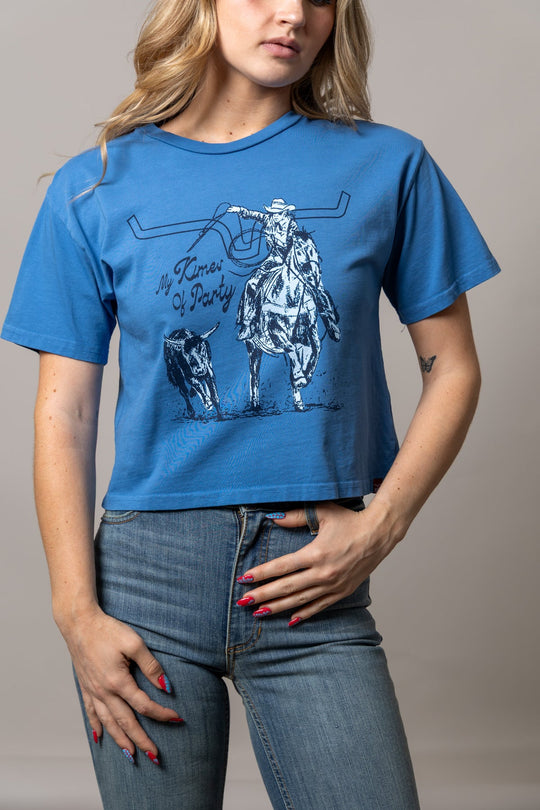Kimes Ranch - Womens Kimes Of A Party Carbon Blue Cropped Tee