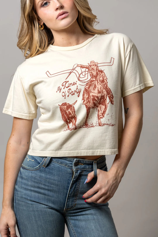 Kimes Ranch - Womens Kimes Of A Party Ivory Cropped Tee