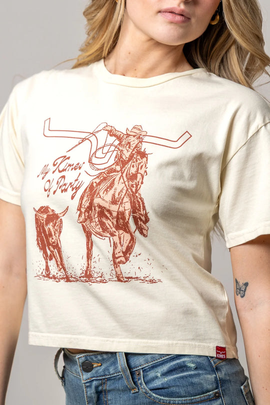 Kimes Ranch - Womens Kimes Of A Party Ivory Cropped Tee