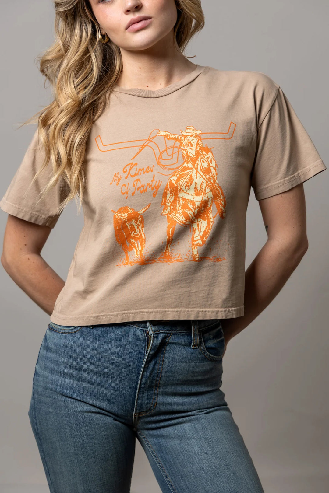 Kimes Ranch - Womens Kimes Of A Party Tan Cropped Tee