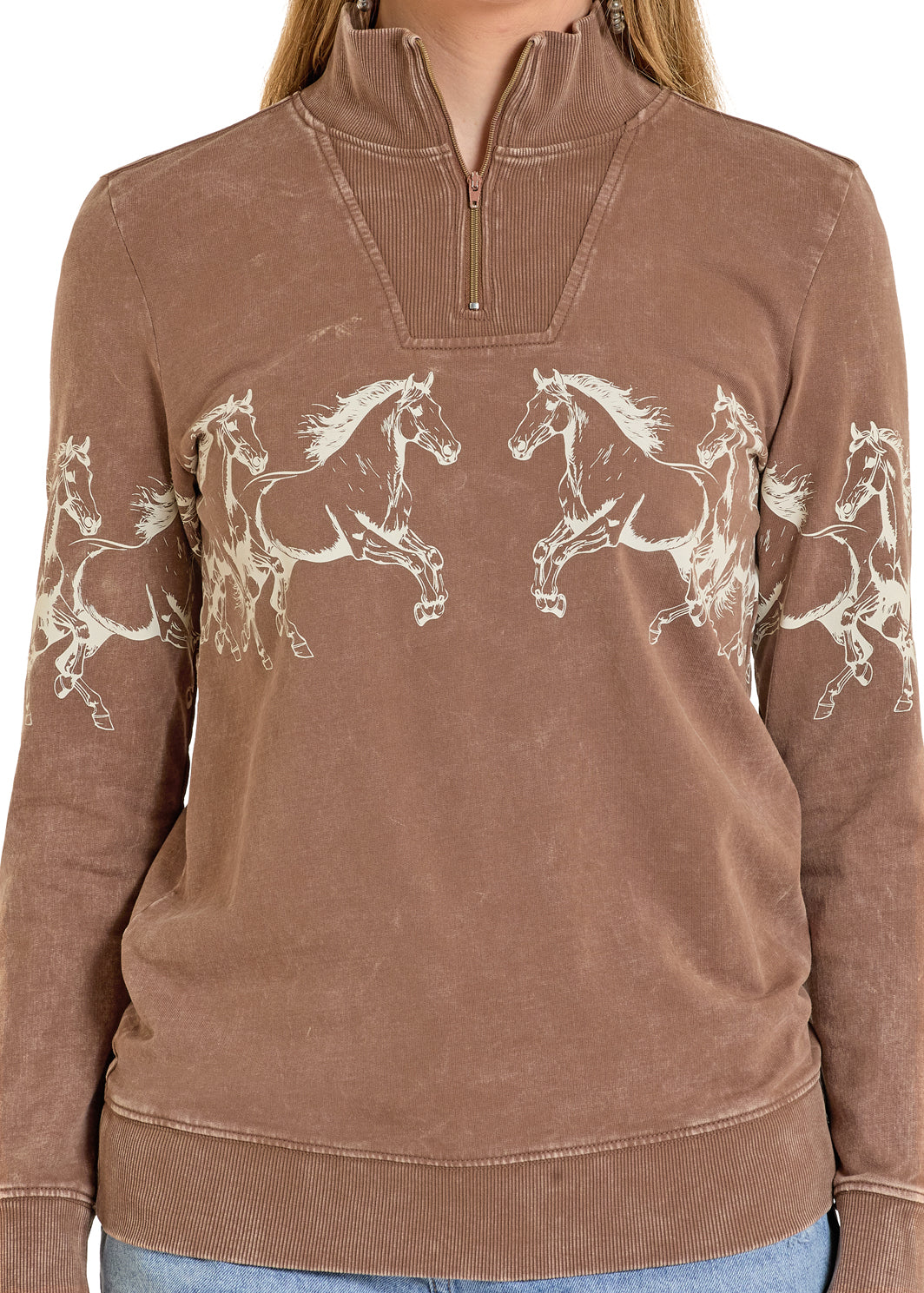 Panhandle Slim - Women's Horse Print Quarter Zip