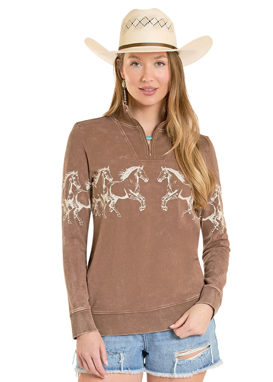 Panhandle Slim - Women's Horse Print Quarter Zip