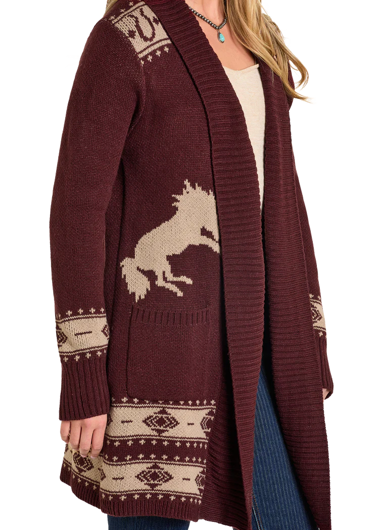 Panhandle Slim - Womens Brown Wild Horse Cardigan