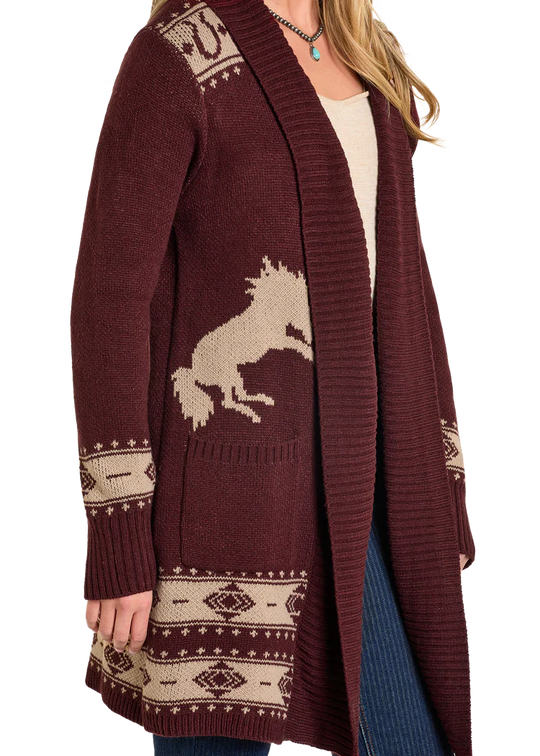 Panhandle Slim - Womens Brown Wild Horse Cardigan