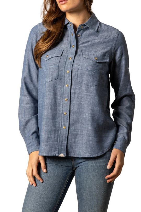 Kimes Ranch - Women's Lacy Pearl Snap Shirt Blue