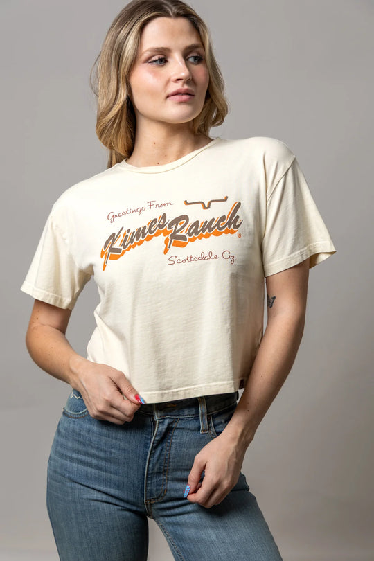 Kimes Ranch - Womens Lucky B Greetings Cropped Tee