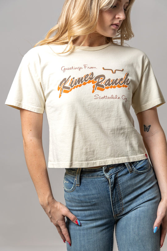 Kimes Ranch - Womens Lucky B Greetings Cropped Tee