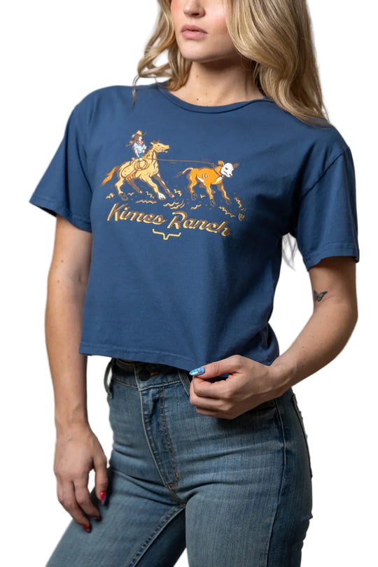 Kimes Ranch - Womens Lucky B Roper Dark Blue Cropped Tee