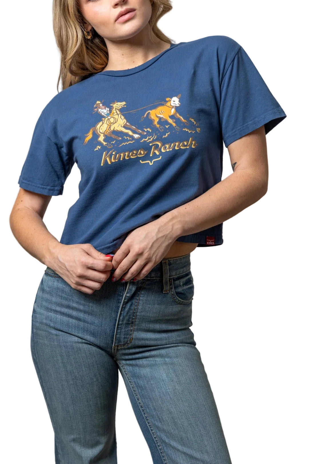 Kimes Ranch - Womens Lucky B Roper Dark Blue Cropped Tee