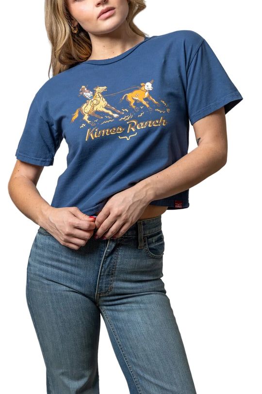 Kimes Ranch - Womens Lucky B Roper Dark Blue Cropped Tee