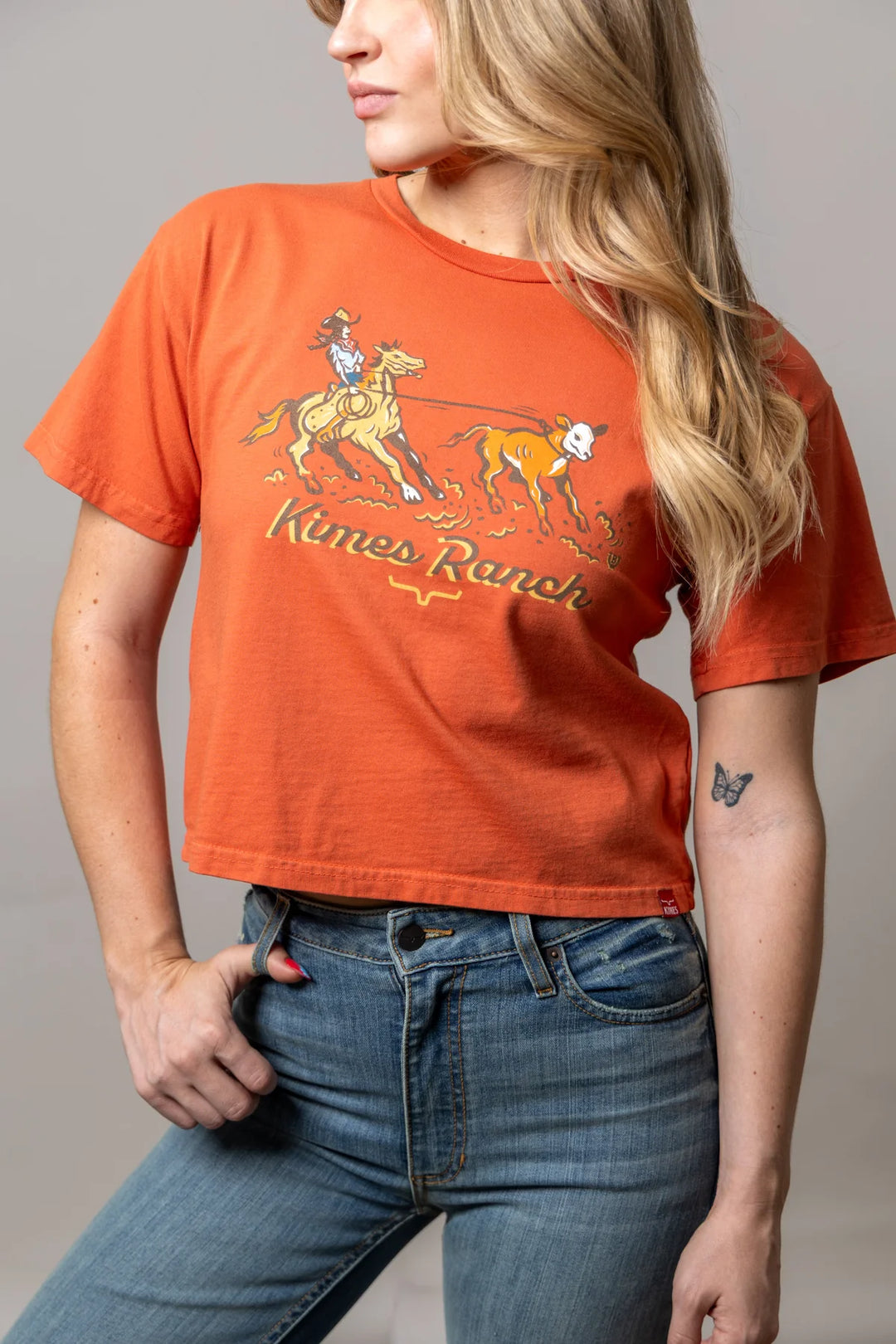 Kimes Ranch - Womens Lucky B Roper Spice Red Cropped Tee