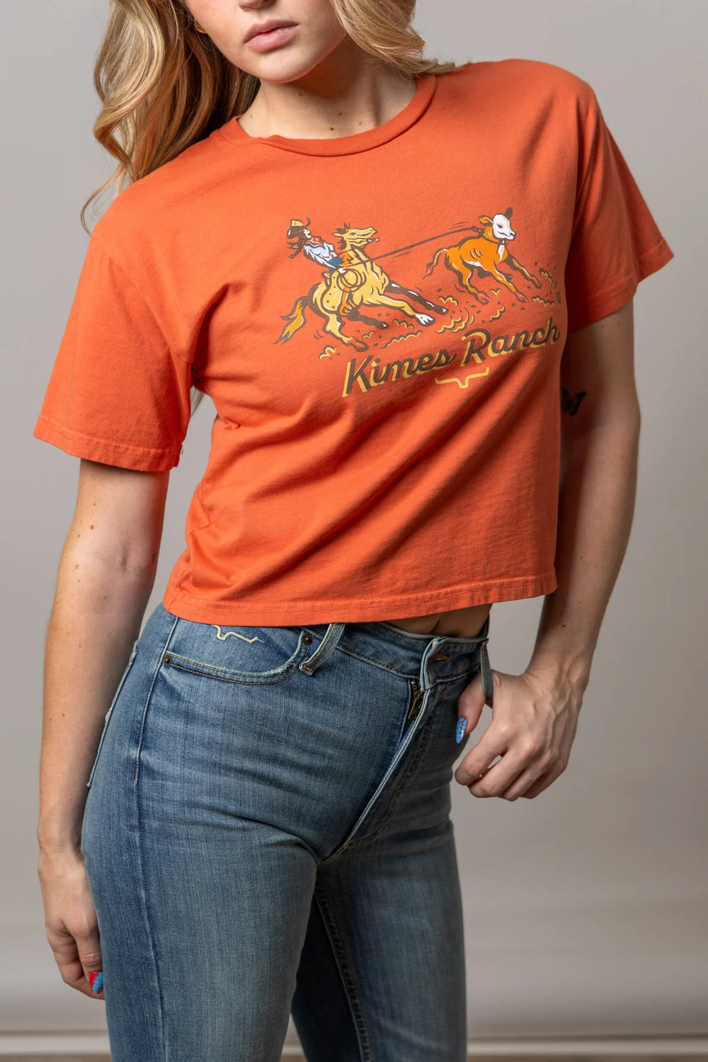 Kimes Ranch - Womens Lucky B Roper Spice Red Cropped Tee