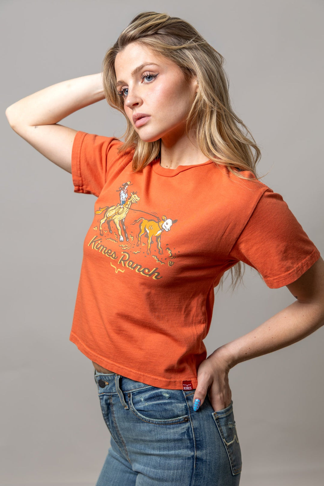 Kimes Ranch - Womens Lucky B Roper Spice Red Cropped Tee