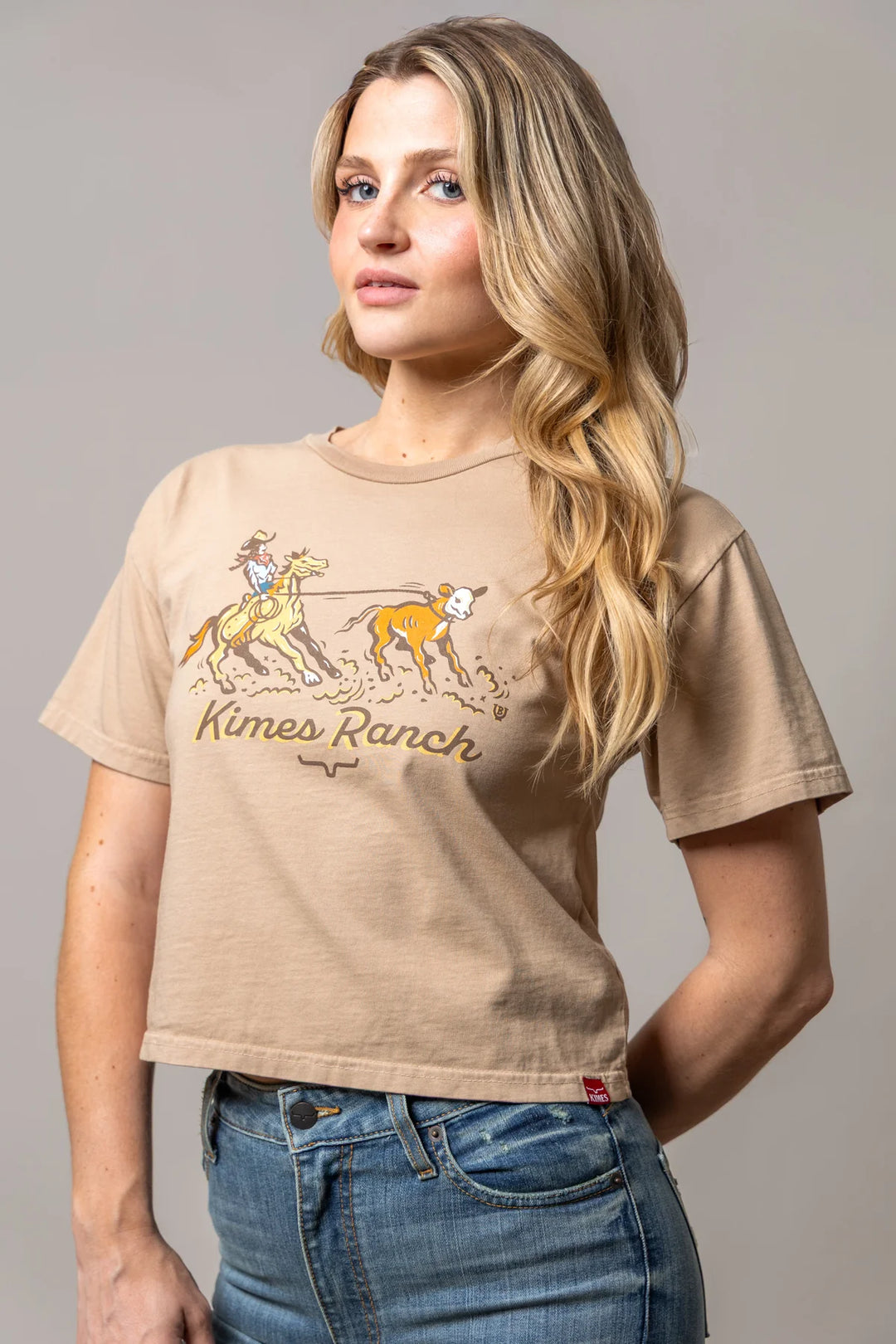 Kimes Ranch - Womens Lucky B Roper Tan Cropped Tee