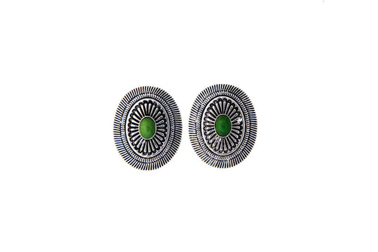 West & Co - Blaire Oval Concho/Green Stone Studs