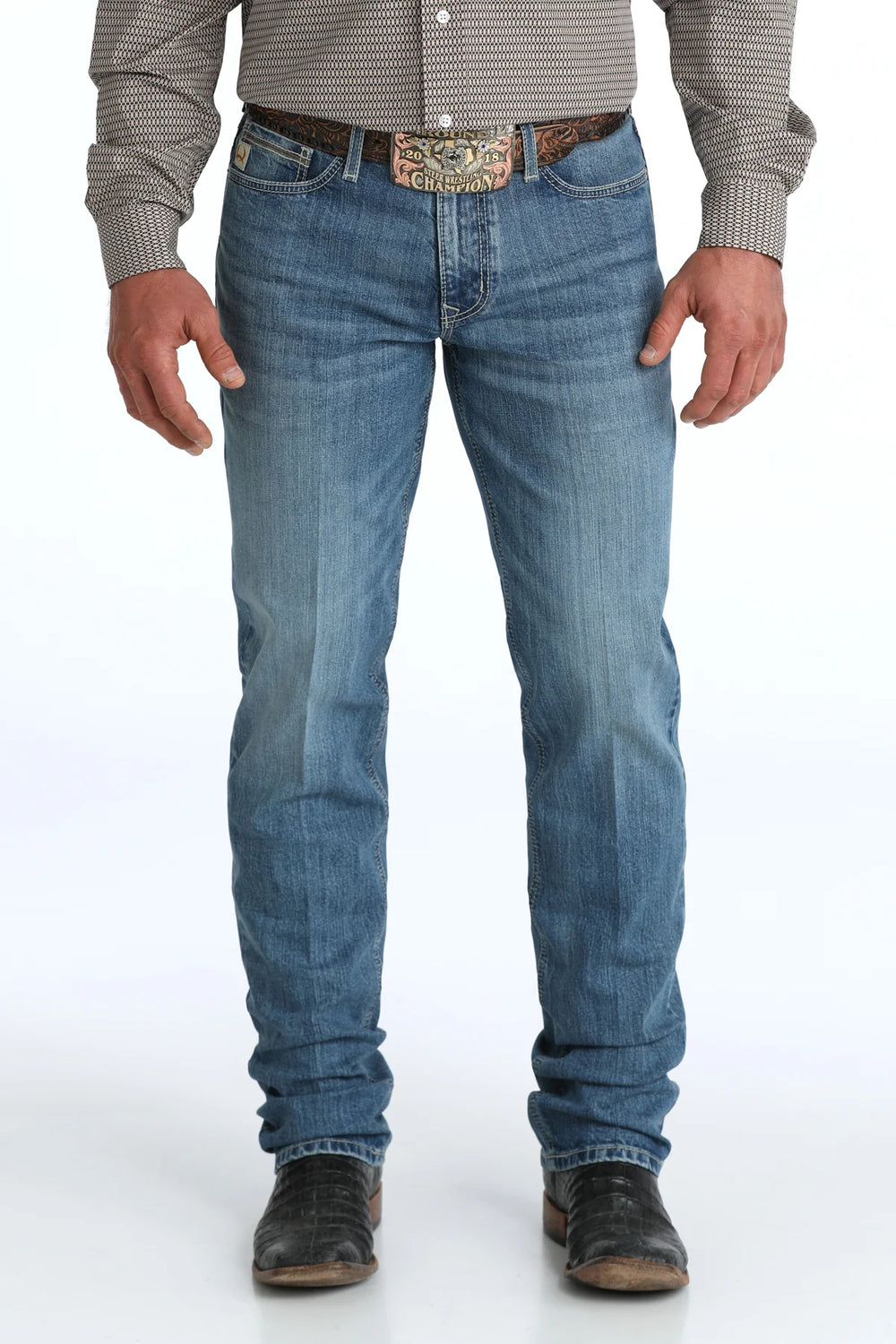 Cinch - Men's Jesse Slim Straight Performance Medium Stonewash Jeans