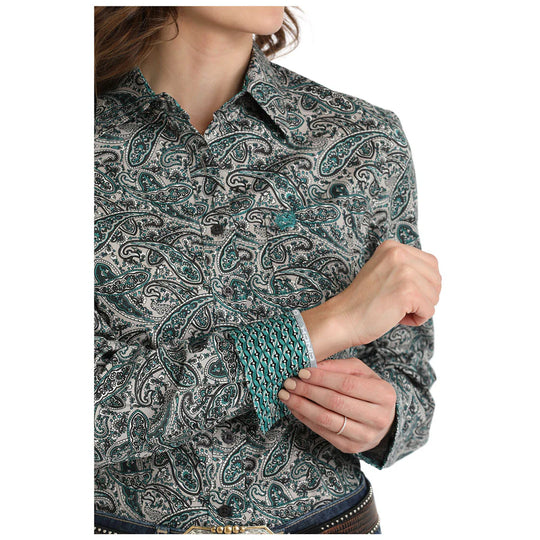 Cinch- Womens Paisley Teal Arena Shirt