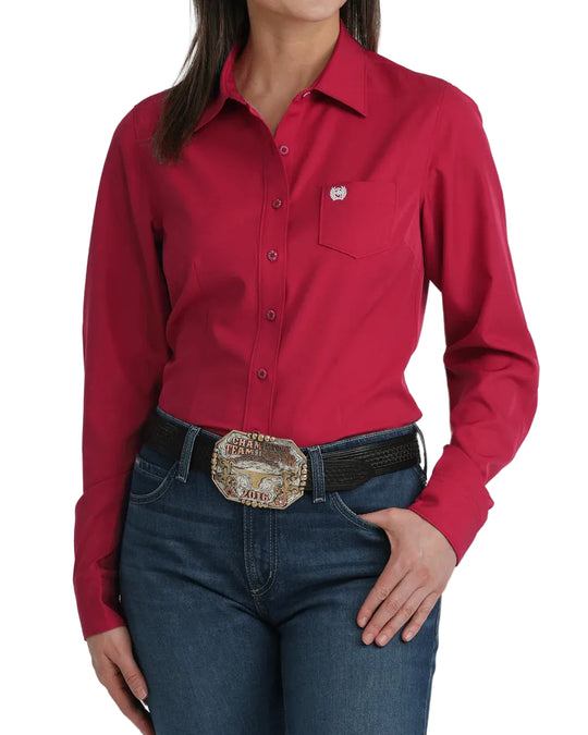Cinch - Women's Solid Berry Pink Arena Flex Shirt