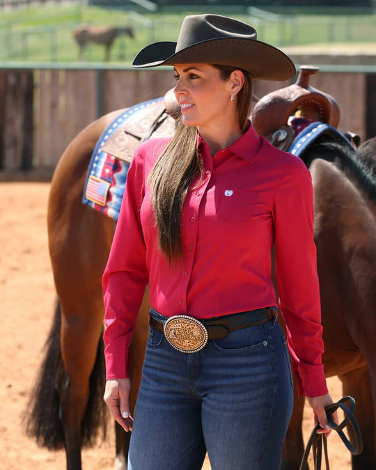 Cinch - Women's Solid Berry Pink Arena Flex Shirt
