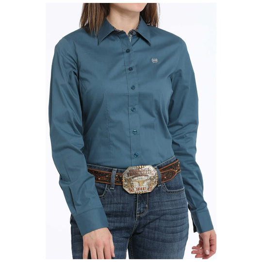 Cinch- Womens Solid Dark Teal Arena Shirt