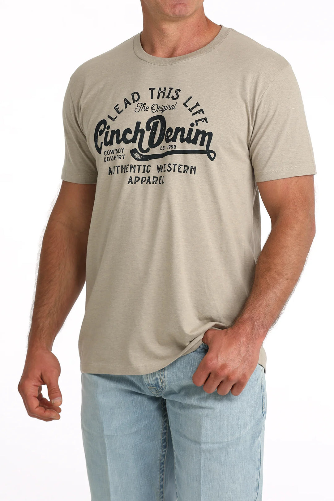 Cinch - Men's Khaki Black Logo Tee