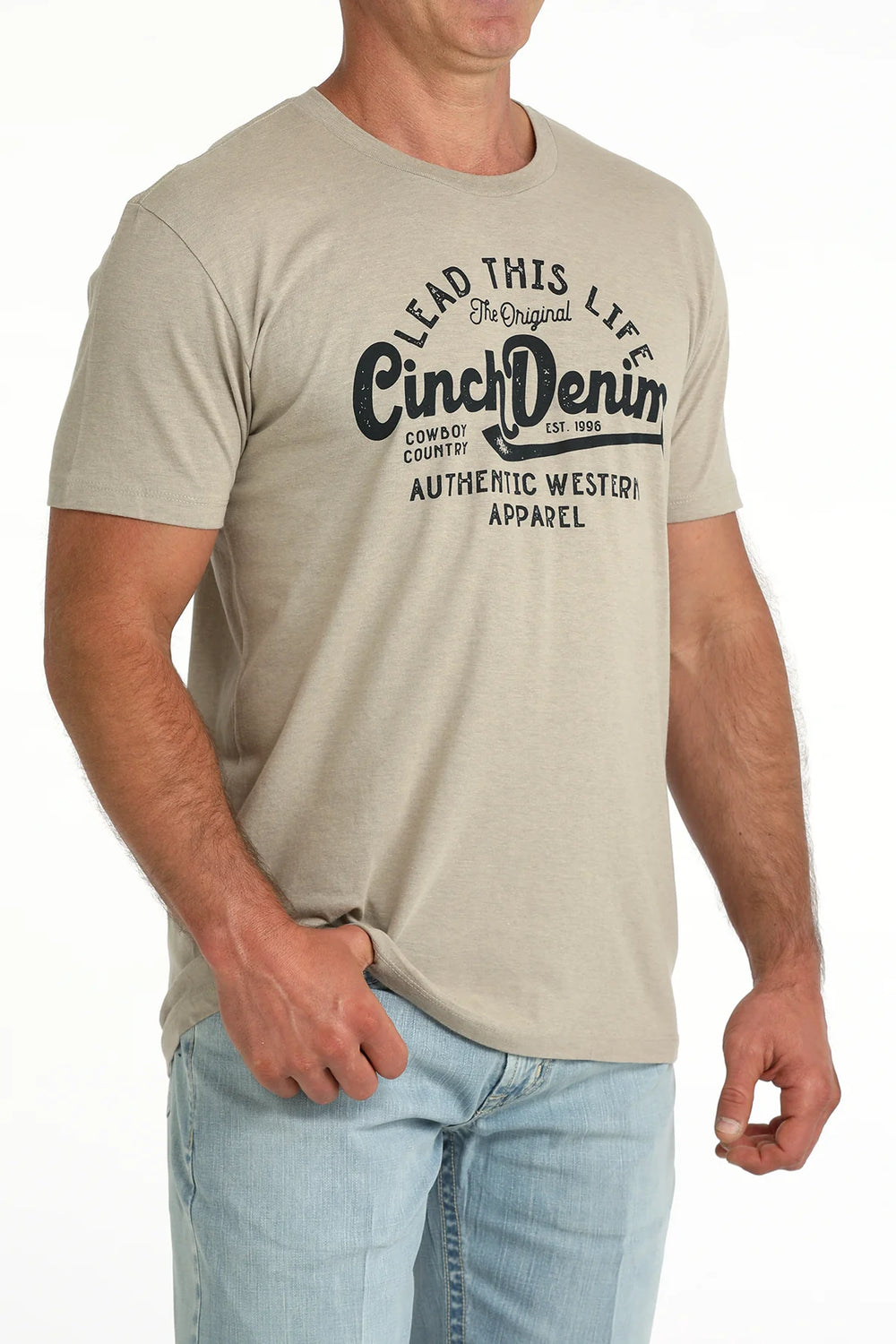 Cinch - Men's Khaki Black Logo Tee